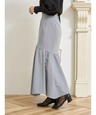 earth music&ecology ギャザー切替マーメイドスカート Grayish Blue