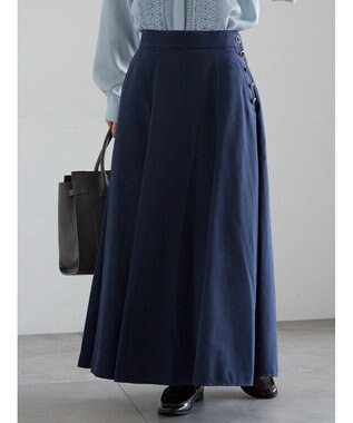 Te chichi サイドボタンピーチフレアスカート ネイビー