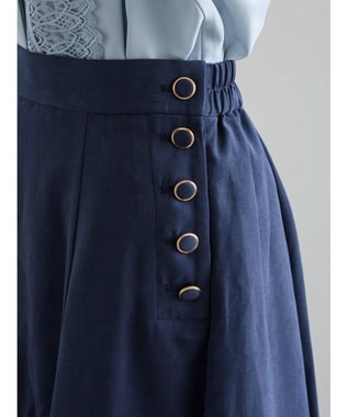 Te chichi サイドボタンピーチフレアスカート ネイビー