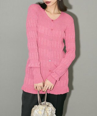 Green Parks プリーツニットカーディガン Dark Pink
