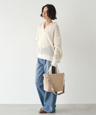 russet ナイロンラフィア2WAYトートバッグ(CE-1711) Ivory