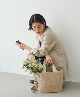 russet ナイロンラフィア2WAYトートバッグ(CE-1711) Ivory