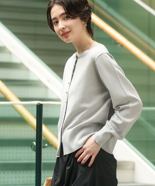 Green Parks 金釦コンパクトニットカーディガン Light Gray