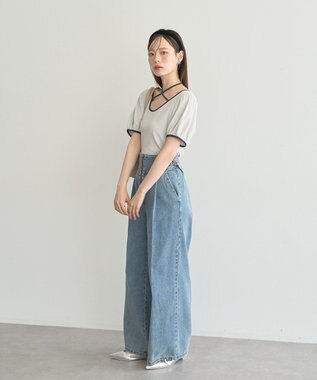 earth music&ecology マルチウェイ配色リボンカットプルオーバー Mint