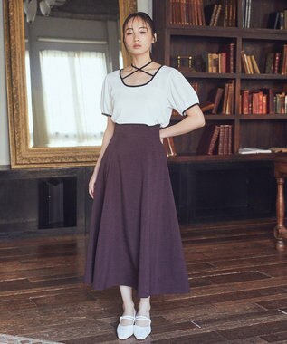 earth music&ecology マルチウェイ配色リボンカットプルオーバー Ivory