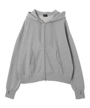 WEGO ショートダブルZIPパーカー 杢グレー