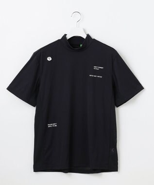 PW CIRCULUS 【吸水速乾 / UV遮蔽率96.3% UVカット / ストレッチ】【MEN】メッシュコンビモックネックT ゴルフ ブラック系
