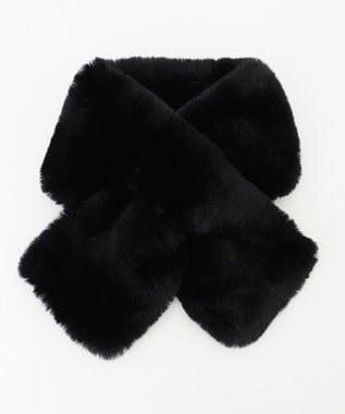 自由区 リバーシブルフェイクファーティペット ブラック系