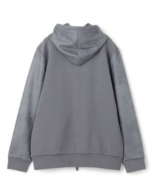 JOSEPH HOMME 新素材【ストレッチ/光沢感】レザーライクジャージーコンビ　フーディー ライトグレー系