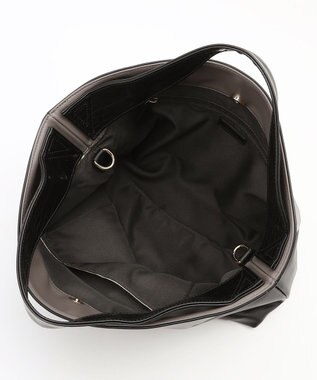 自由区 型押しクロコハンドルトート バック ブラック系