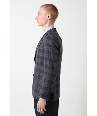 DAKS リネンコットンチェックジャケット ダークグレー