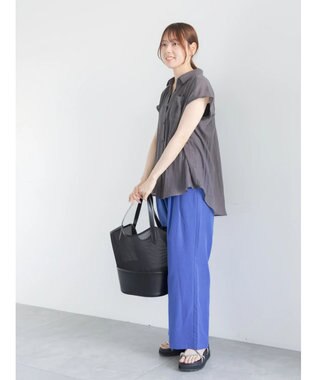 Te chichi 【接触冷感】レーヨンリネンパンツ(セットアップ可) ブルー
