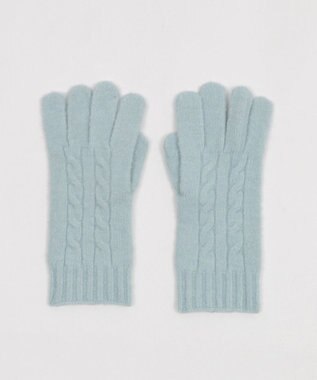 WEGO 【スマホ対応】ケーブル編みニットグローブ サックス