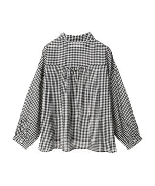 earth music&ecology コットンボイルギャザーシャツ Gingham Check