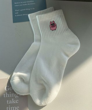 WEGO アニマル刺繍アンクル底パイルソックス 柄16
