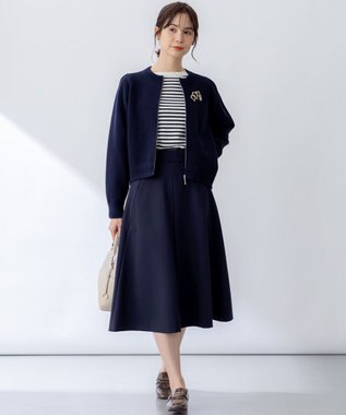 組曲 L スウェットライクニットブルゾン ネイビー系