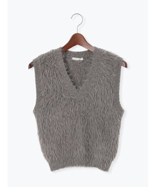 Te chichi シャギーヤーンVネックベスト モカ