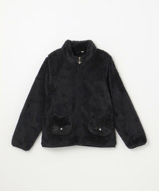 ANY KIDS ネコポケットボアブルゾン クロネコ