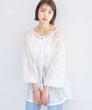 earth music&ecology レースフラワーブラウス Off White