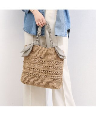 UNBILLION カシュカシュ cachecache / 下がりリボン柄編みトート カゴバッグ