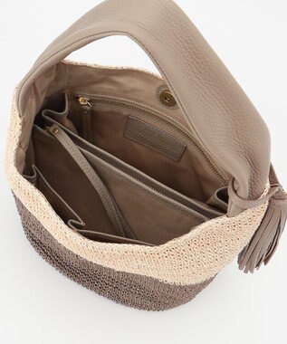 23区 VIOLAd'ORO SANDRO アバカ レザーハンドルバッグ ベージュ系1