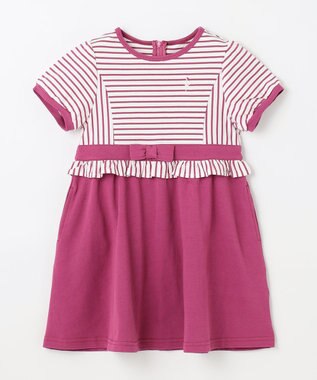 組曲 KIDS 【110-140㎝】マリンボーダー ワンピース ラズベリー