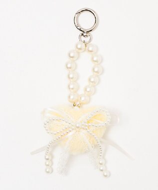 WEGO ファーハートダブルリボンキーホルダー