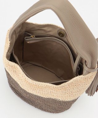 23区 VIOLAd'ORO SANDRO アバカ レザーハンドルバッグ ベージュ系1