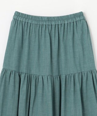 ANY 【ウエストゴム】シャンブレーライクティアード スカート グリーン系