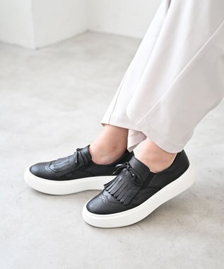 Pointer 日本製 本革タッセルスニーカー ブラック