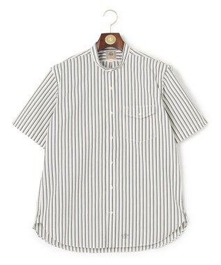 J.PRESS MEN 【クールマックス】サッカーマルチストライプ バンドカラーシャツ ブルー系1