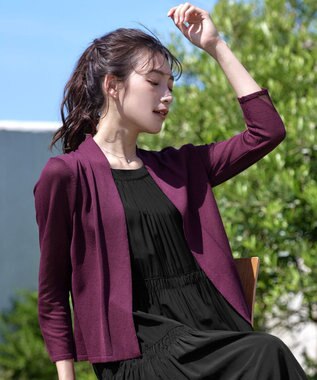 Tiaclasse L 【小倉優子さん着用・UVケア・接触冷感】ショートトッパーカーディガン ボルドー