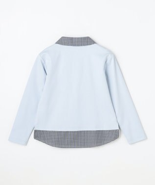 組曲 KIDS 【110-140㎝】 ミニチェック レイヤードトップス サックスブルー