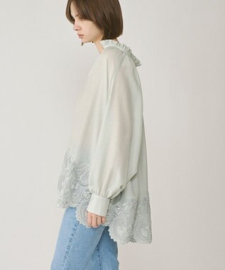 GRACE CONTINENTAL ヘムレースギャザートップ ライトグリーン