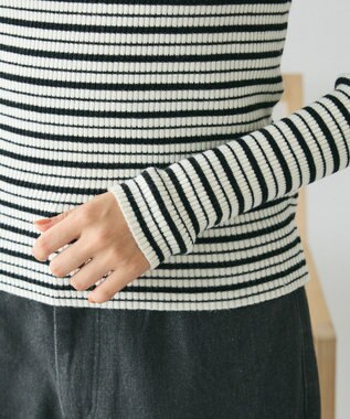 CRAFT STANDARD BOUTIQUE 洗える/とてもちリブタートルネックニットプルオーバー/24AW Border Ivory
