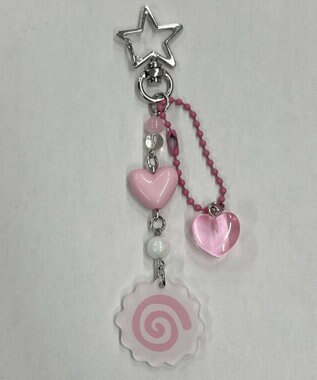 WEGO ハートぐるぐるビーズキーホルダー ピンク