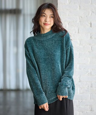 ANY モールニットプルオーバー ブルー