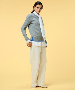 BEIGE， 【洗える】CROIX / コットンボウタイブラウス White