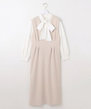 ANY SIS 【優木まおみさんコラボ】秒映えセレモニー ブラウス × ジャンパースカート オフ×ライトベージュ