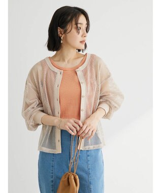 Green Parks ・ＥＬＥＮＣＡＲＥ　ＤＵＥ　２ｗａｙメッシュカーディガン Beige
