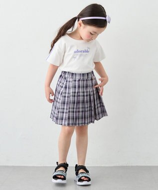 ANY KIDS 【一部店舗/WEB限定】【綿100%】プリント 半袖Tシャツ オフホワイト×ライン