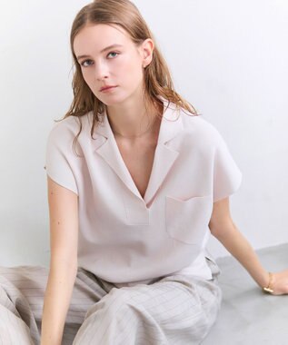 BEIGE， NADIA / ストレッチ スキッパーニット Pink