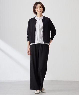 J.PRESS LADIES L 【洗える】バックサテンジョーゼット リラックス パンツ ブラック系