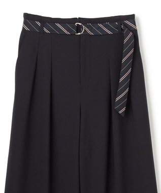 BEIGE， ZEPHYR / ベルト付き 2タックワイドパンツ Navy