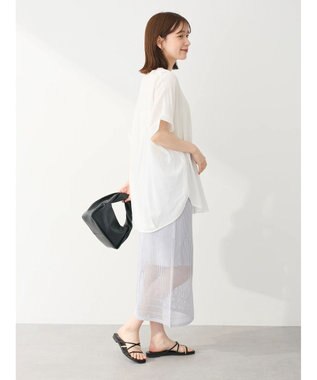 Green Parks ２ｗａｙ　メッシュ編みニットＩラインスカート（ペチ付き） Silver