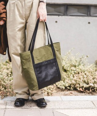YUSHI EVER - TOTE BAG ナイロン 本革 トートバッグ オリーブ