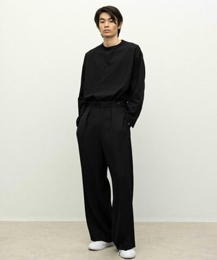 NAVE 【ReNAVE】ウォッシャブルツイル ワイドタックパンツ ブラック系