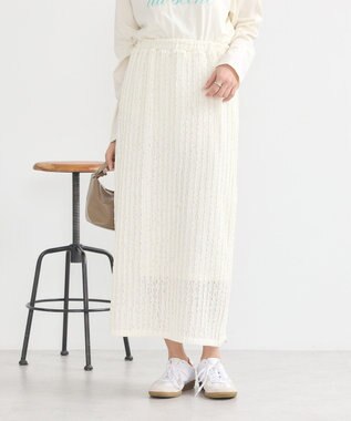 earth music&ecology ベルティカルフリルナロースカート Off White