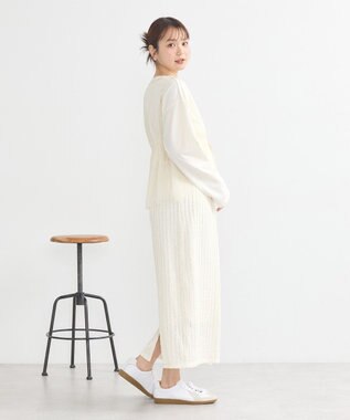 earth music&ecology ベルティカルフリルナロースカート Off White