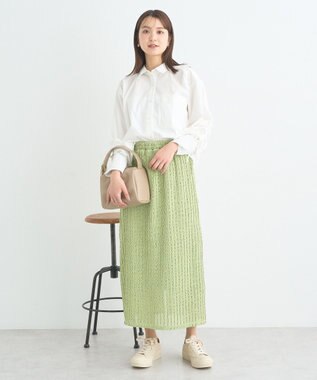 earth music&ecology ベルティカルフリルナロースカート Light Green